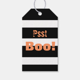 Halloween Zwart Wit Strepen Boo Gift Labels Cadeaulabel