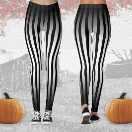 Halloween Zwart-wit verticale strepen ombre Leggings