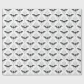 Halloween zwart wit vleermuis patroon cadeaupapier (Vlak)