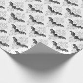 Halloween zwart wit vleermuis patroon cadeaupapier (Hoek)
