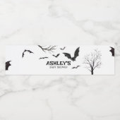Halloween zwart-wit vleermuizen Baby shower Waterfles Etiket (Enkel label)