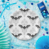 Halloween zwart wit vleermuizen patroon papieren bordje (Feest)