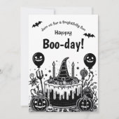 Halloween Zwart Witte Enge Verjaardagsfeestje Kaart (Voorkant)