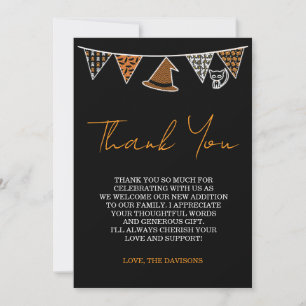 Halloween Zwarte Baby Shower Bedankkaart