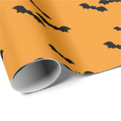Halloween zwarte en oranje vleermuizen inpakpapier (Rol Hoek)