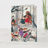 Halloween zwarte en rode kostuum parade kaart (Voorkant)