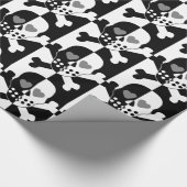 Halloween zwarte en witte schedel cadeaupapier (Hoek)