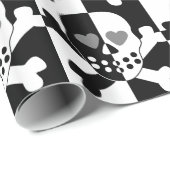 Halloween zwarte en witte schedel cadeaupapier (Rol Hoek)