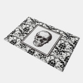 HALLOWEEN Zwarte Gotische Damast Patroon Schedel Deurmat (Schuin)