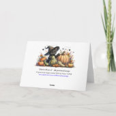 Halloween Zwarte Heks Kitten Met Pompoenen Kalebas Feestdagen Kaart (Achterkant)