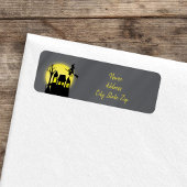 Halloween zwarte heks spookhuis etiket