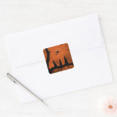 Halloween zwarte heksenkatten en maan vierkante sticker (Envelop)