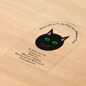 Halloween Zwarte Kat Aangepast Acryl Uitnodigingen (Laagn)