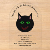 Halloween Zwarte Kat Aangepast Acryl Uitnodigingen (Voorkant)