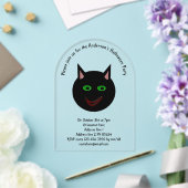 Halloween Zwarte Kat Aangepast Acryl Uitnodigingen (Insitu (Huwelijk))