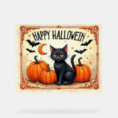Halloween Zwarte Kat Acryl Bord (Voorkant)