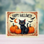 Halloween Zwarte Kat Acryl Bord (Neutraal)