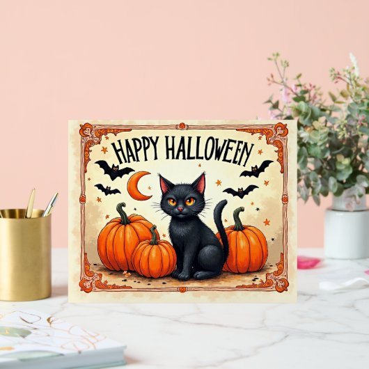 Halloween Zwarte Kat Acryl Bord (Huwelijk)