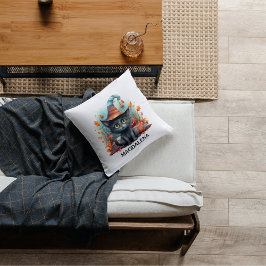 Halloween zwarte kat aquarel kussen