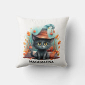 Halloween zwarte kat aquarel kussen (Achterkant)