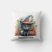 Halloween zwarte kat aquarel kussen (Voorkant)