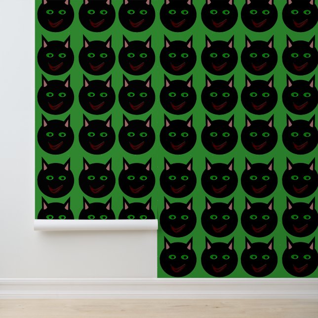 Halloween Zwarte Kat Behang (Applicatie)