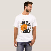Halloween Zwarte kat Boo T-shirt (Voorkant volledig)