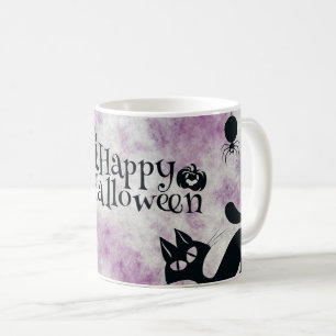 Halloween Zwarte Kat Boosaardige Pompoenen Enge Ui Koffiemok