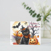 Halloween Zwarte Kat  Briefkaart (Staand voorkant)