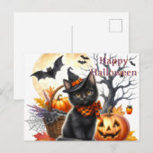 Halloween Zwarte Kat  Briefkaart (Voorkant / Achterkant)