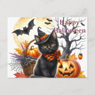 Halloween Zwarte Kat Briefkaart