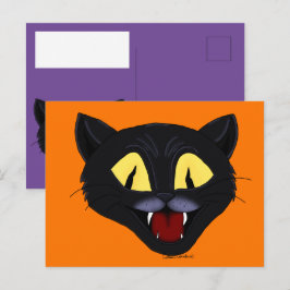 Halloween Zwarte Kat Briefkaart
