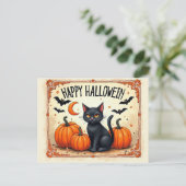 Halloween Zwarte Kat Briefkaart (Staand voorkant)