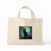Halloween zwarte kat canvas tas