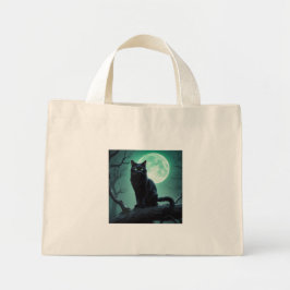 Halloween zwarte kat canvas tas