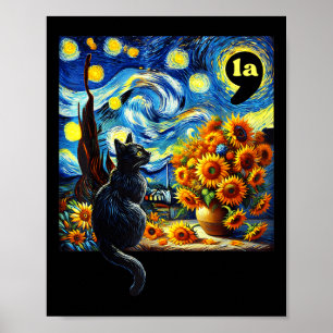 Halloween Zwarte Kat Comma La Sterrennacht Art Kam Poster
