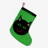 Halloween Zwarte Kat Custom Stocking Kleine Kerstsok (Voorkant (Hangend))