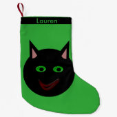 Halloween Zwarte Kat Custom Stocking Kleine Kerstsok (Voorkant)
