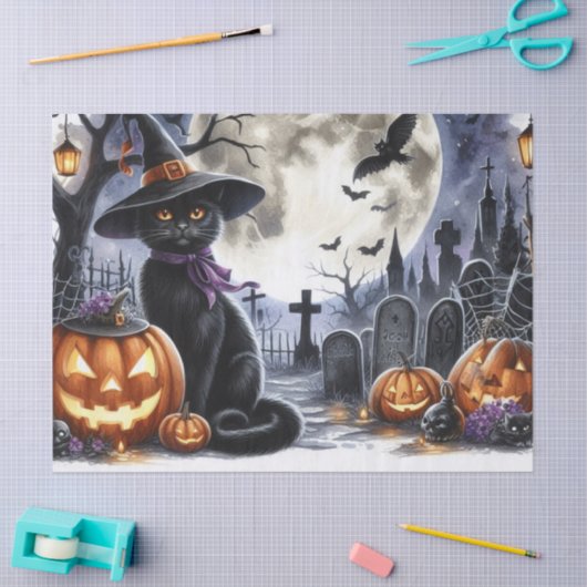 Halloween Zwarte Kat Decoupage Tissue Paper Tissuepapier (Craft)
