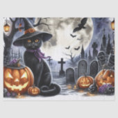 Halloween Zwarte Kat Decoupage Tissuepapier (Voorkant)