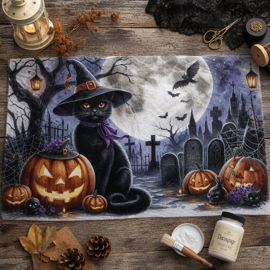 Halloween Zwarte Kat Decoupage Vloeipapier Tissuepapier