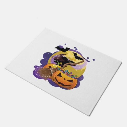 Halloween zwarte kat deurmat (Schuin)