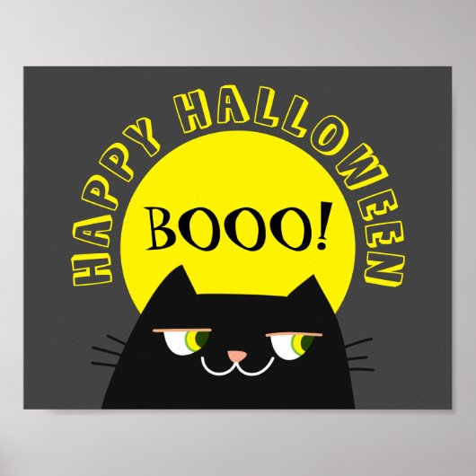 Halloween Zwarte Kat Eenvoudig Grappig Poster (Voorkant)