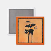 Halloween Zwarte Kat en Acrobat Magneet (Voorkant / Achterkant)