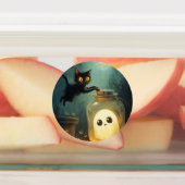 Halloween zwarte kat en geest labels (Aangebracht)