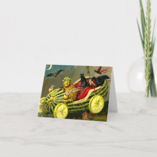  Halloween zwarte kat en heks Bedankkaart