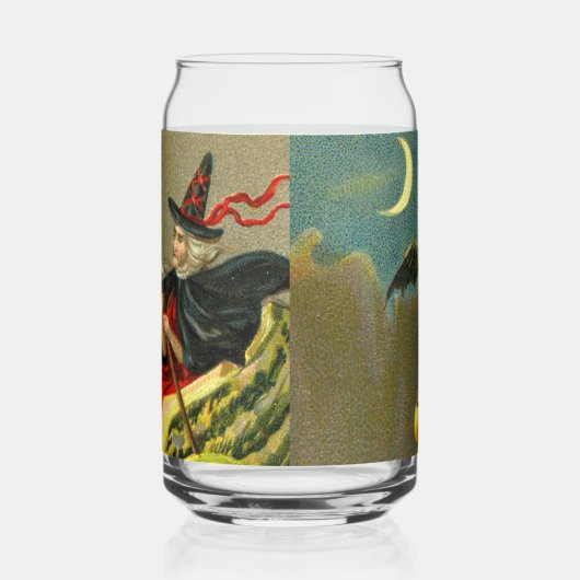  Halloween zwarte kat en heks Blikvorm Glas (Rechts)