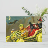 Halloween zwarte kat en heks Feestdagenkaart (Staand voorkant)