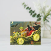  Halloween zwarte kat en heks Feestdagenkaart (Staand voorkant)