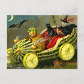  Halloween zwarte kat en heks Feestdagenkaart (Voorkant)